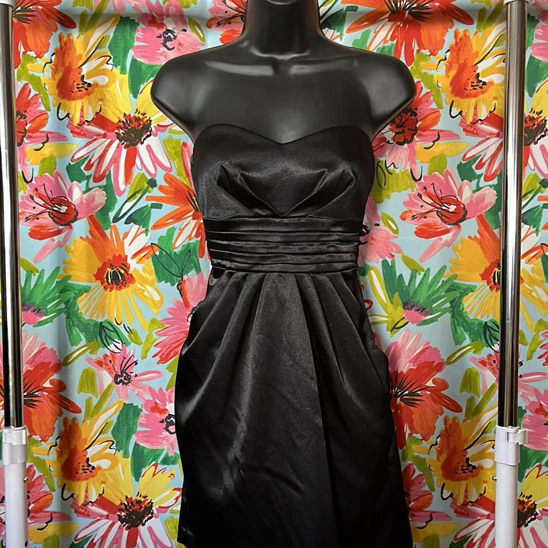 Product image for Black Satin Sleeveless Mini Dress Sz s