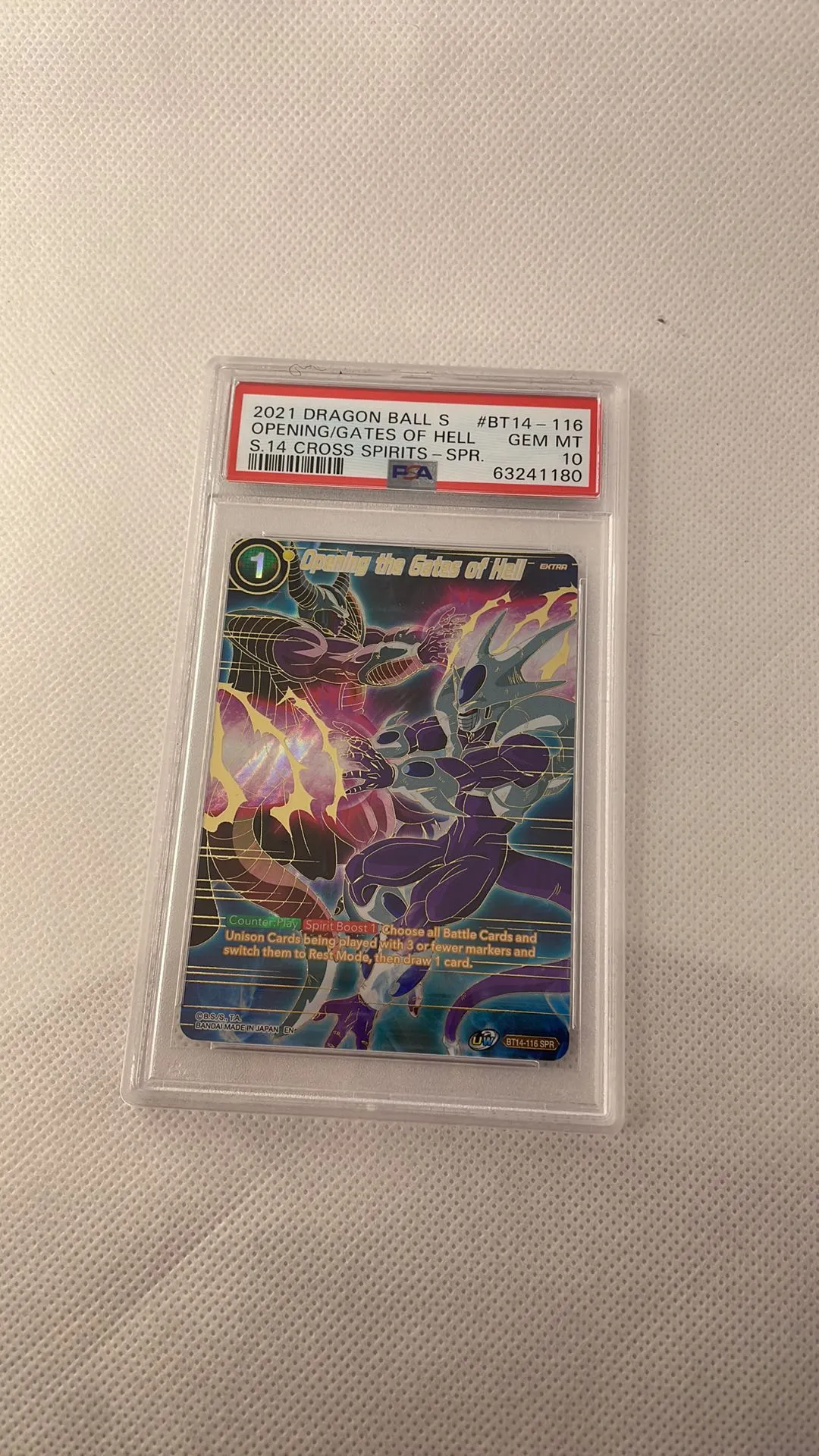 Product image for opening the gates of hell cooler king cold bt14-116 spr psa 10 dragon ball super card game dbs