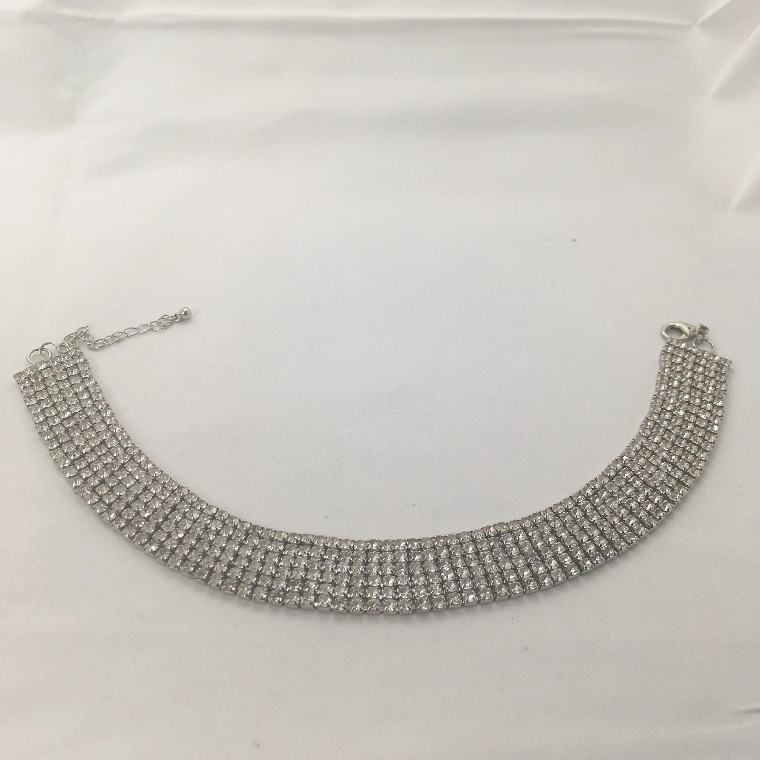 Product image for Vintage Rhinestone Choker, 7/8” Wide Band, Adjustable