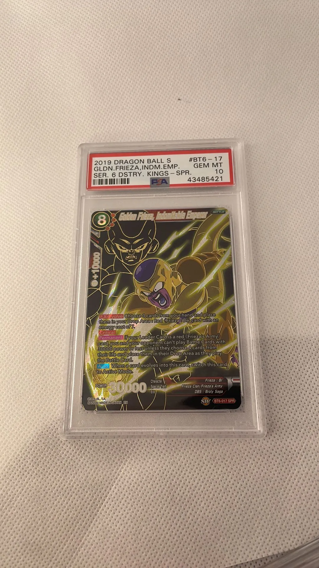 Product image for golden frieza indomitable emperor bt6-017 spr psa 10 dragon ball super card game