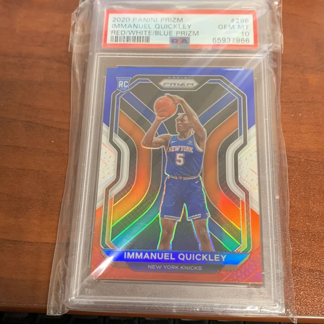 Product image for 2020 Panini Prizm Immanuel Quickley 296 Red/White/Blue Prizm PSA GEM MT 10