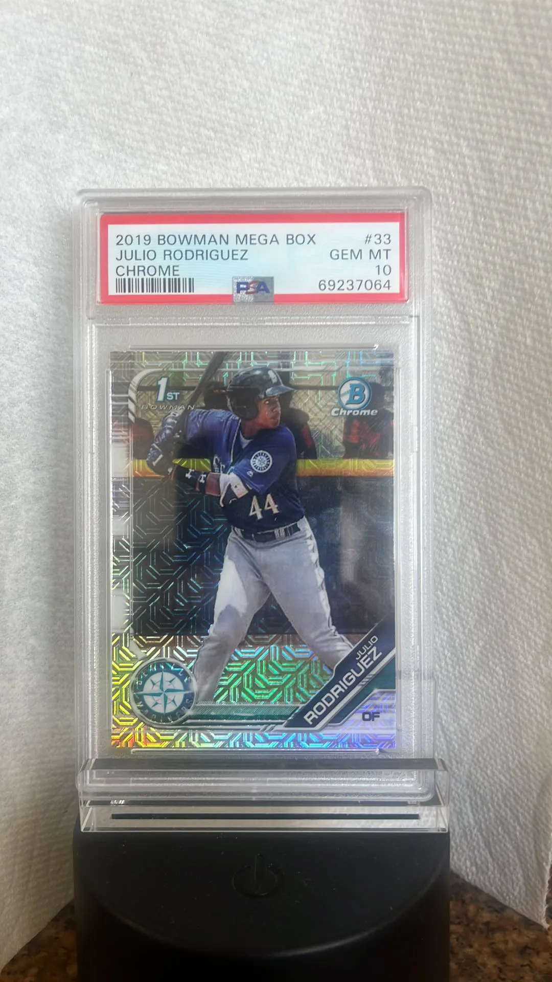 Product image for 2019 Bowman Mega Box Chrome Julio Rodriguez 33 Chrome PSA GEM MT 10