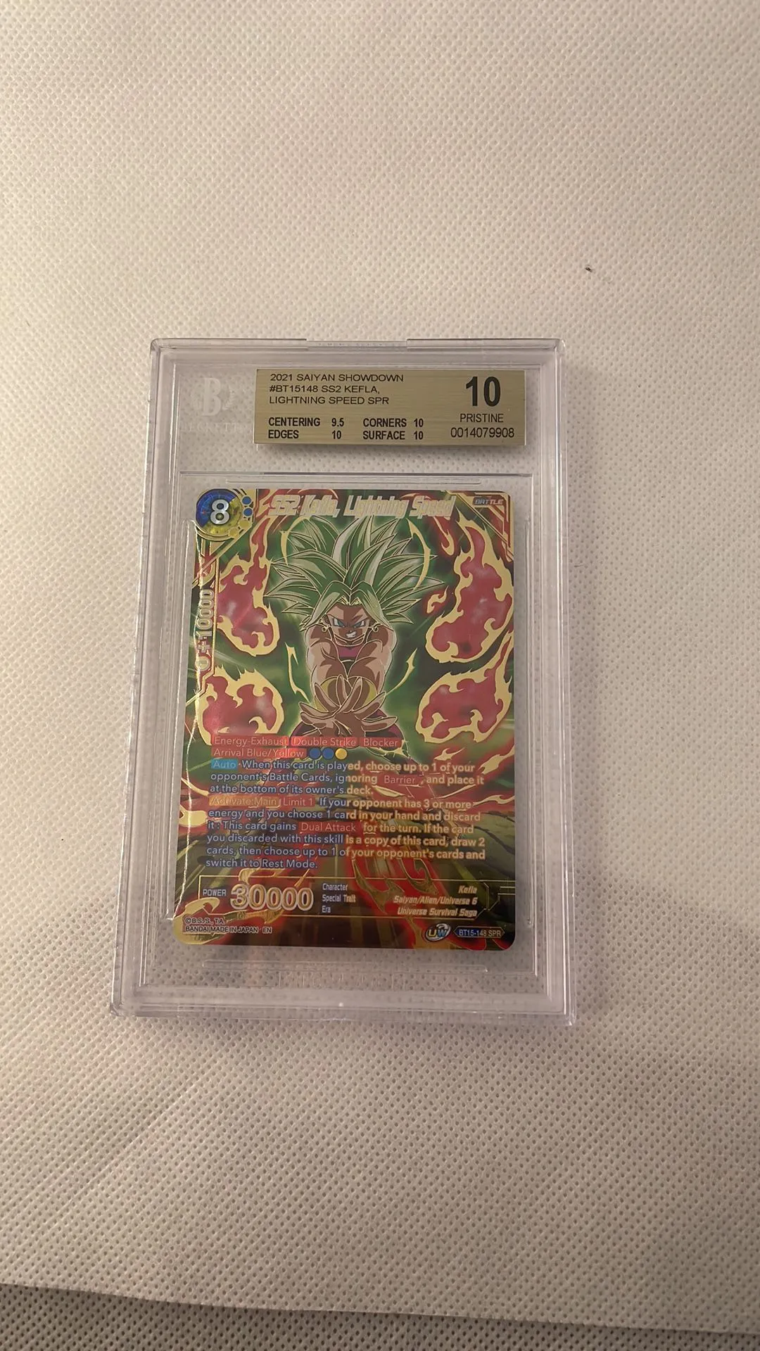 Product image for ss2 kefla lightning speed bt15-148 spr bgs 10 dragon ball super card game beckett psa 10 dbs