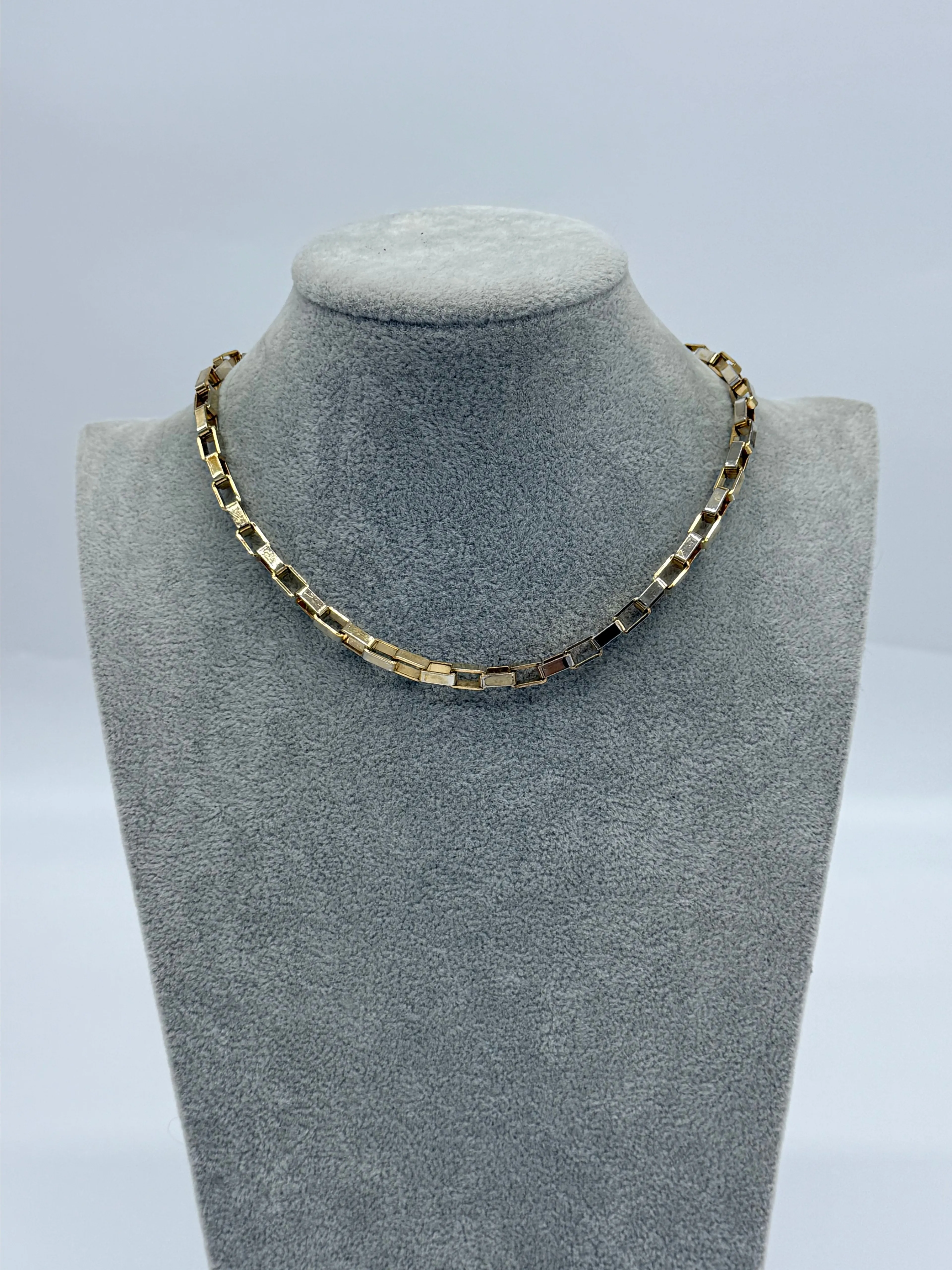 Product image for Mod + Jo Gold Tone Box Link Chain Necklace Adjustable Lobster Clasp