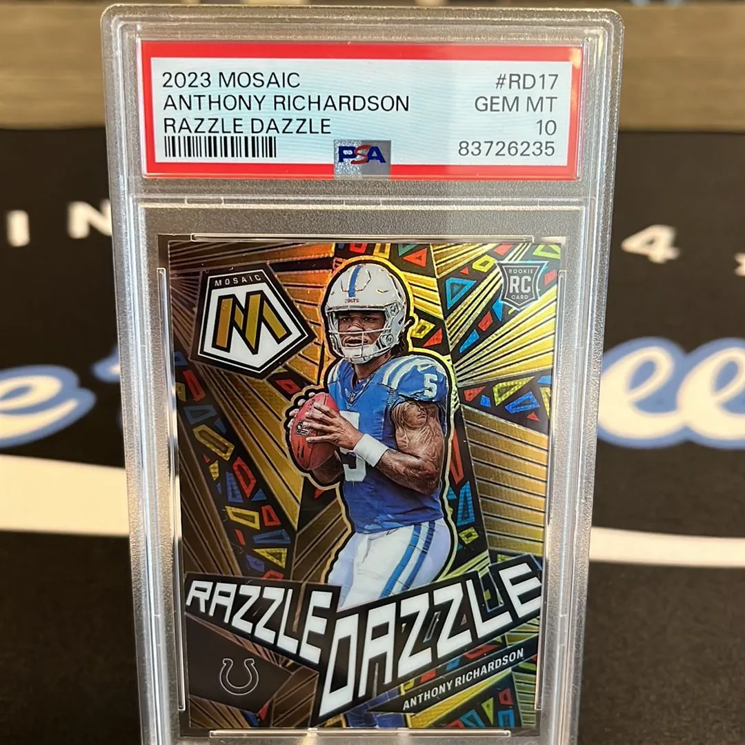 Product image for 2023 Panini Mosaic Razzle Dazzle Anthony Richardson RD17 Razzle Dazzle PSA GEM MT 10
