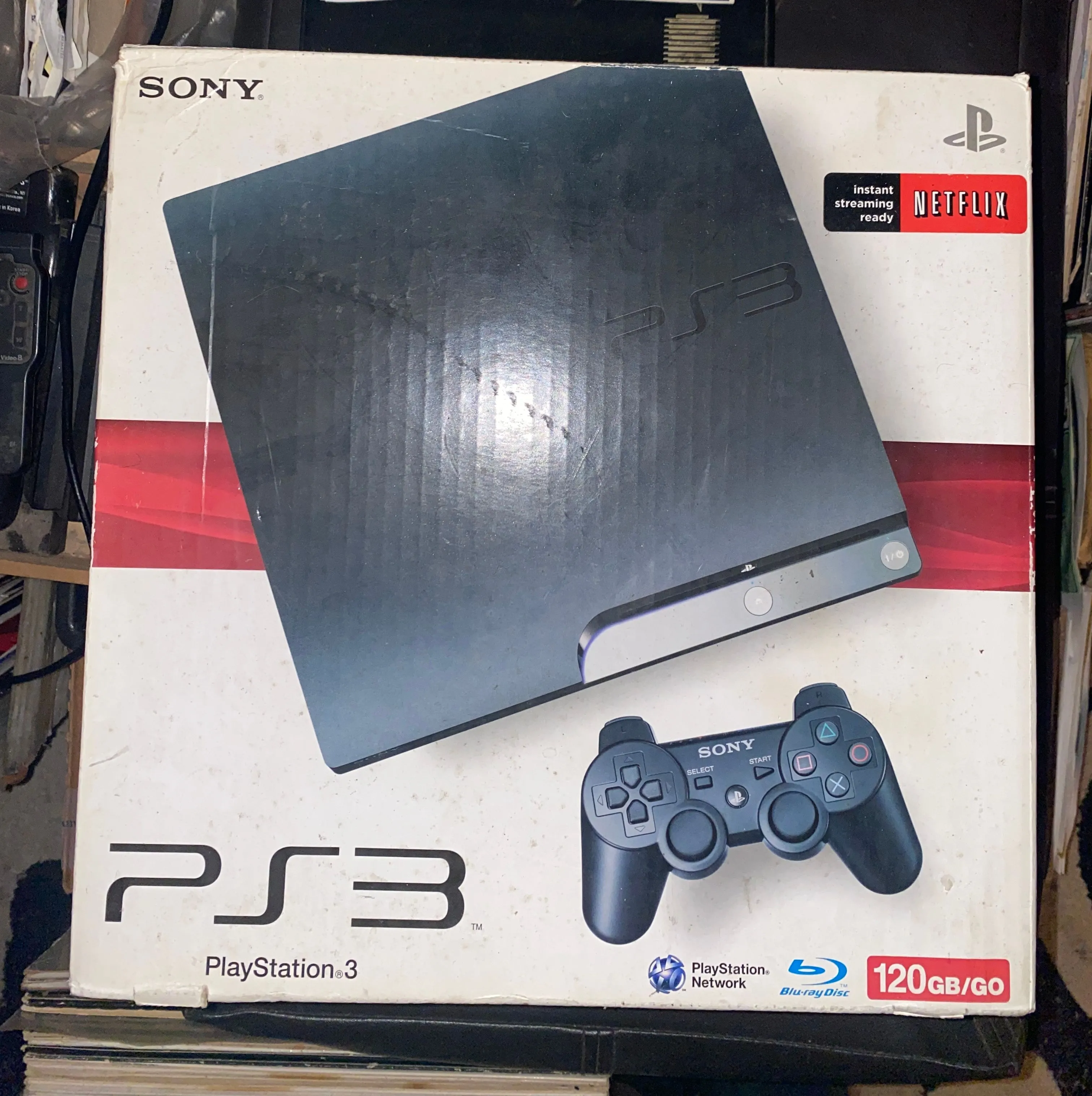 Product image for Ps3 playstation 3 console 120g Comes with a dvd remote.  Hdmi cable.  Remote control.   Experience i