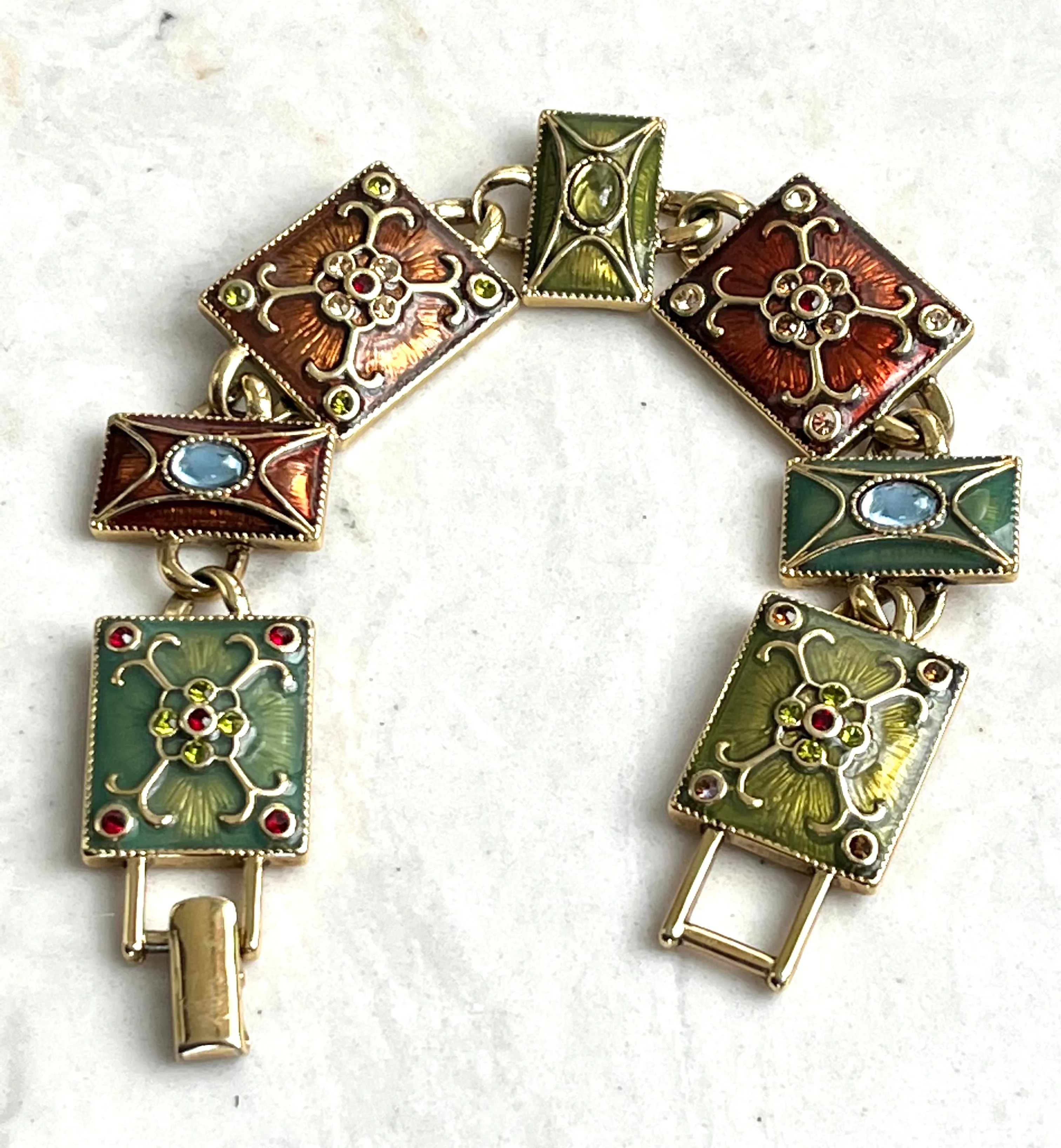 Product image for Cloisonné Link Bracelet Signed LC LIZ CLAIBORNE