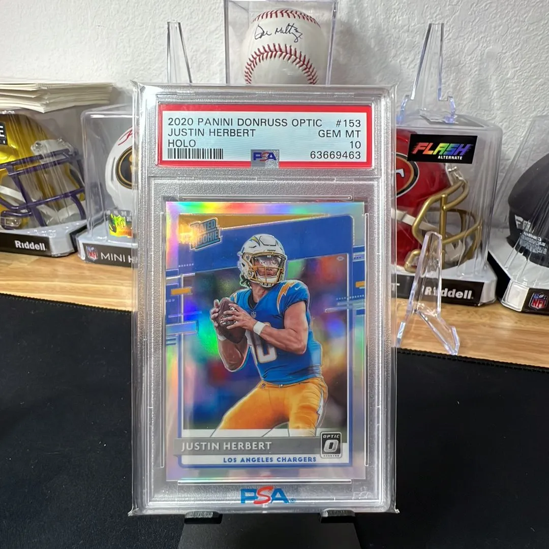 Product image for 2020 Panini Donruss Optic Justin Herbert 153 Holo PSA GEM MT 10
