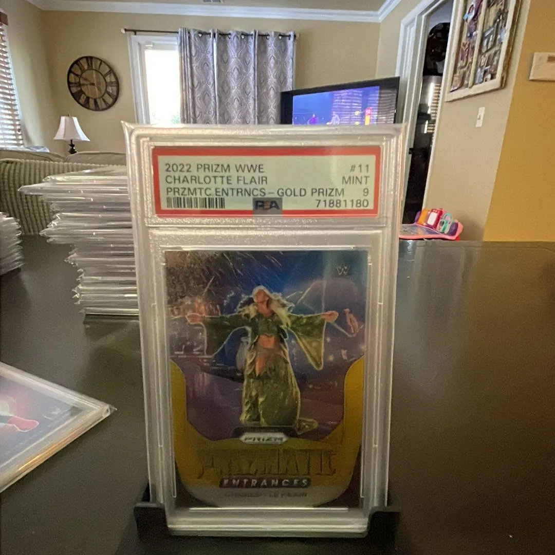 Product image for 2022 Panini Prizm Wwe Prizmatic Entrances Charlotte Flair Przmtc.Entrncs-Gold Prizm PSA MINT 9