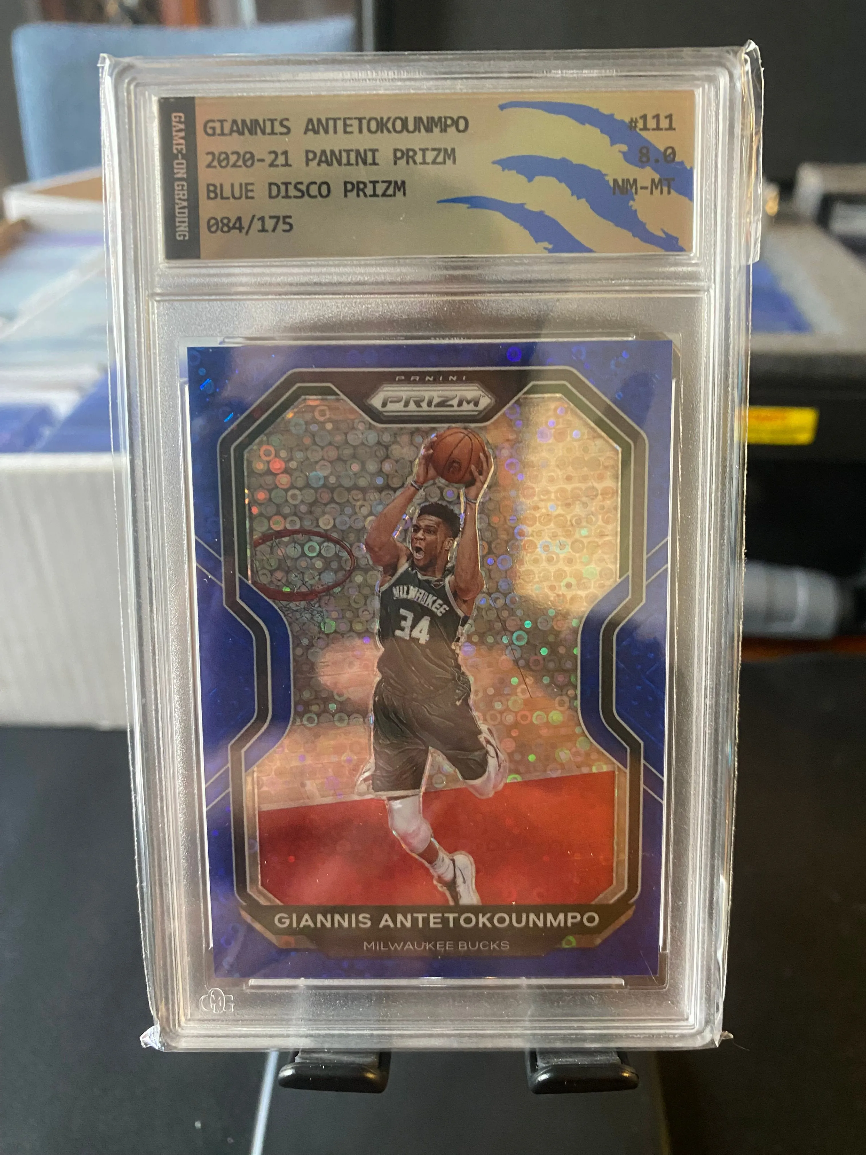 Product image for Giannis Blue Disco Prizm /175 graded 8