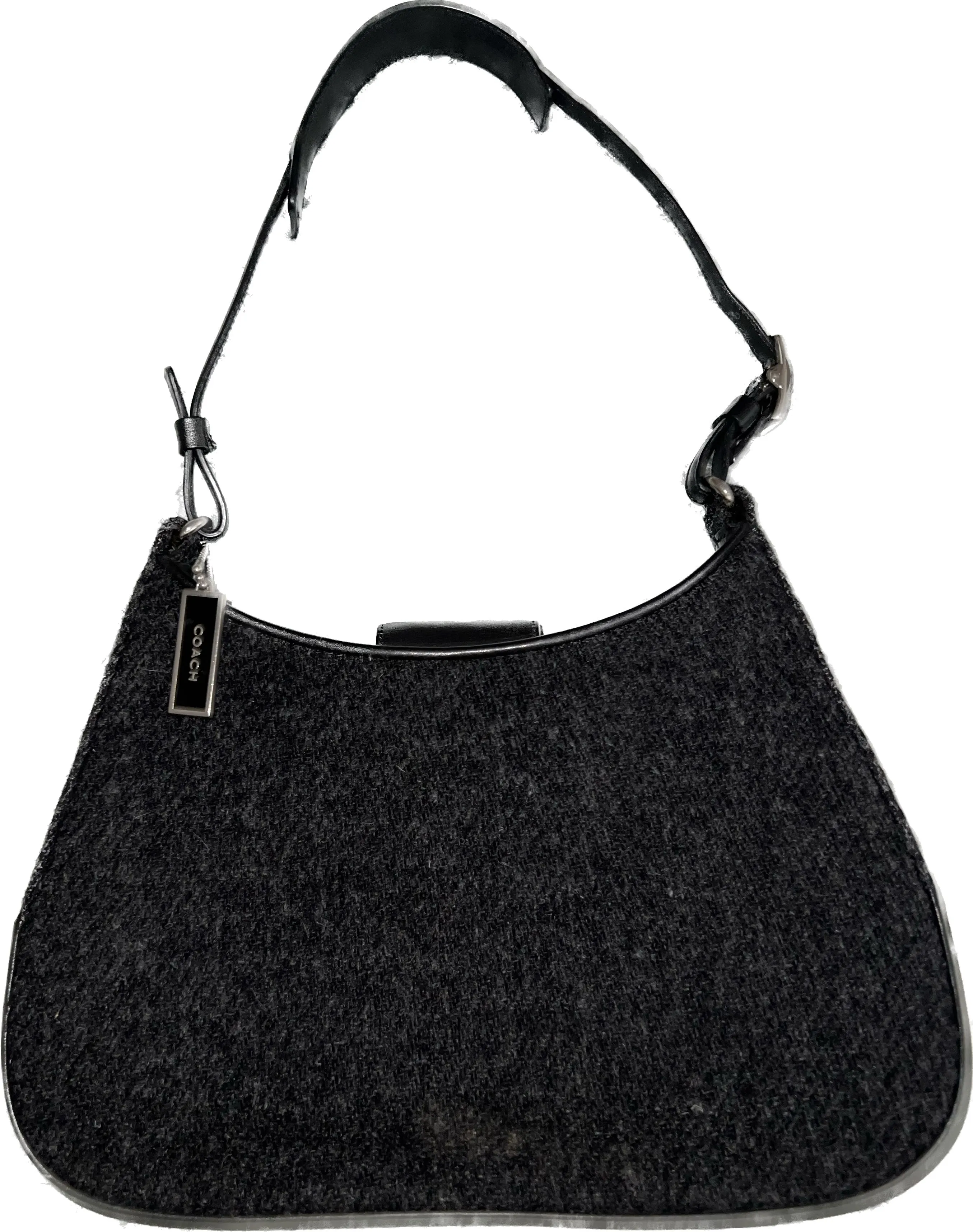 Product image for COACH Vintage Black Legacy West Leather And Wool Handbag Hobo Tote Shoulder Bag