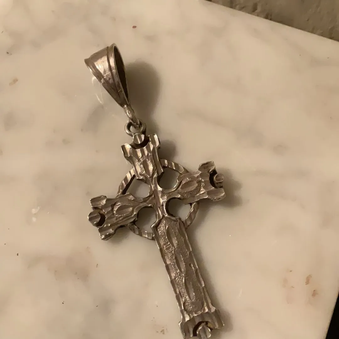 Product image for Hammered Sterling Silver Celtic Cross Pendant