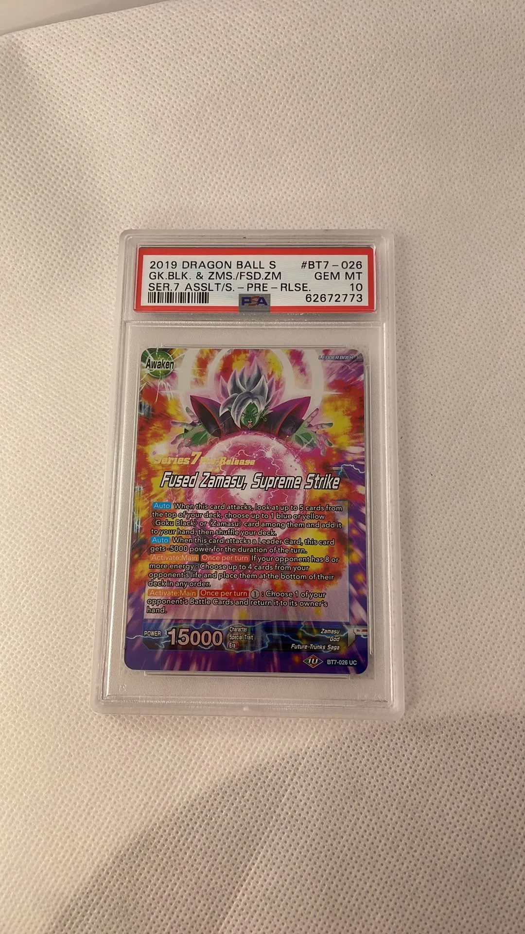 Product image for fused zamasu supreme strike bt7-026 pre release series 7 psa 10 dragon ball super card game dbs bgs