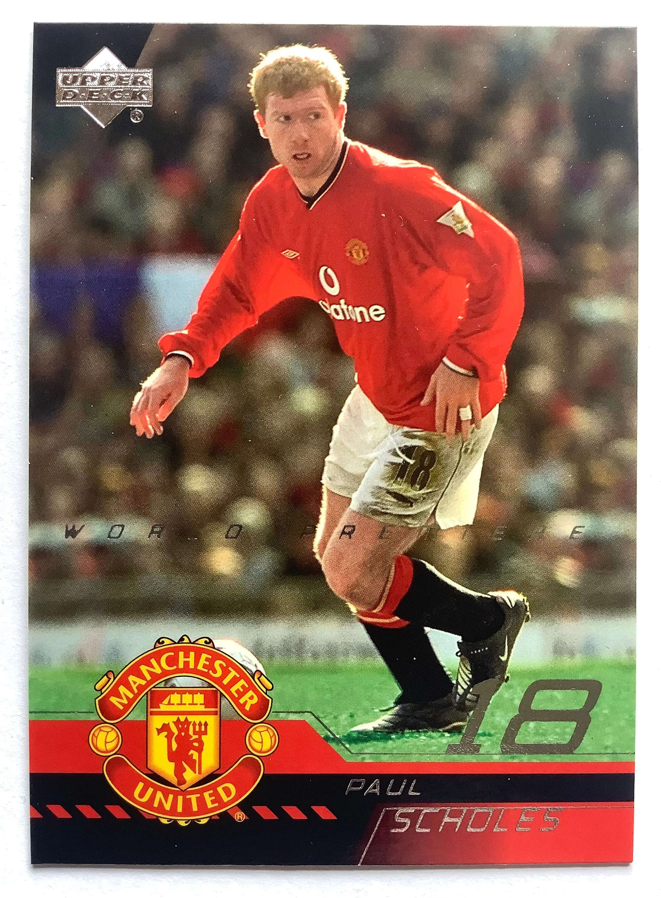 Product image for Paul Scholes Man Utd Upper Deck Card 2001/02 World Premiere