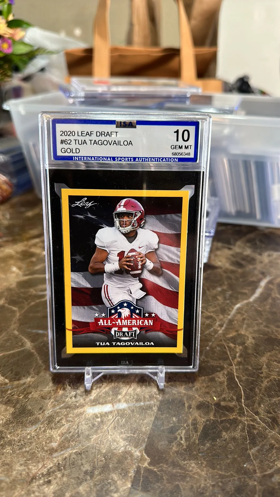 Product image for 2020 Leafs draft Tua Tagovailoa Gold Gem Mt 10