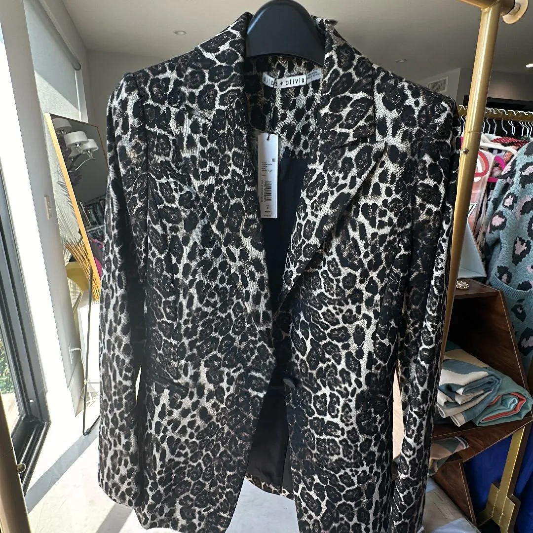 Product image for NWT Alice and Olivia lurex leopard blazer