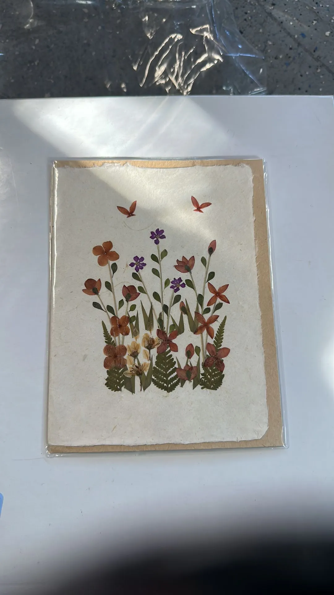 Product image for Hand made tried flowered card