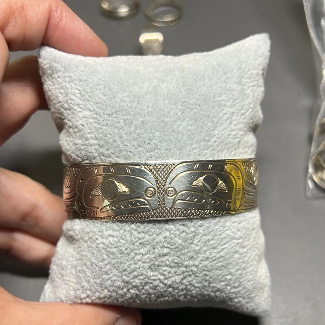 Product image for Native Northwest hand engraved sterling cuff