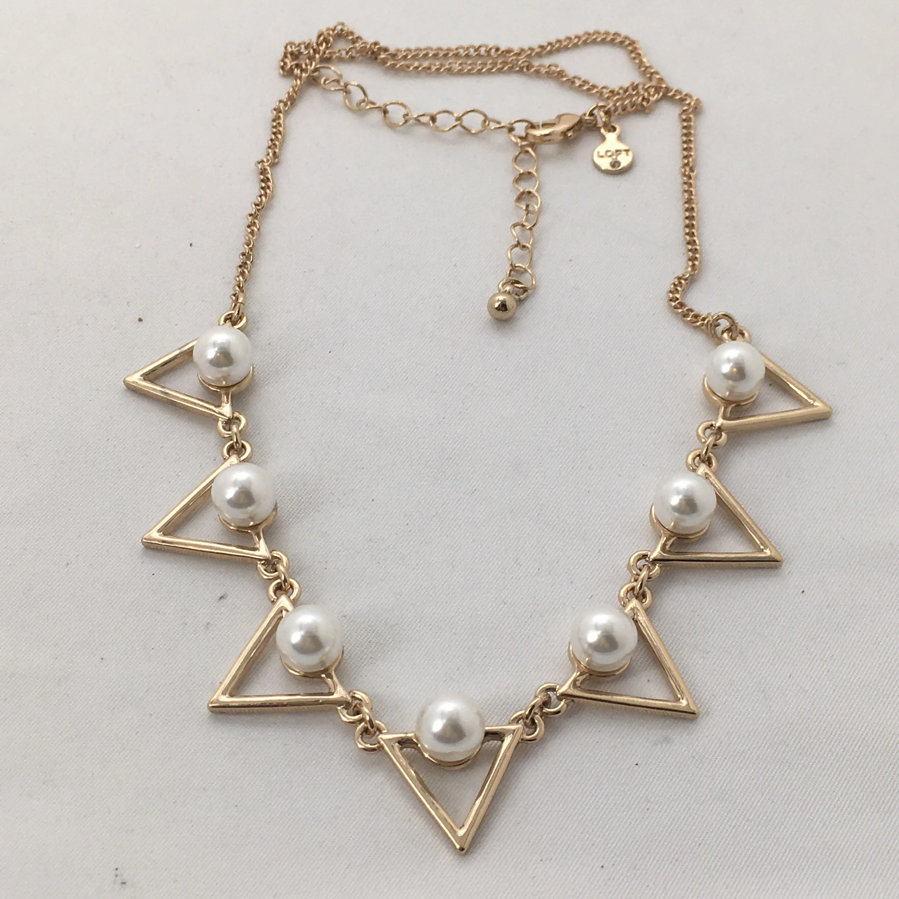 Product image for LOFT Geometric Gold Necklace With Pearls