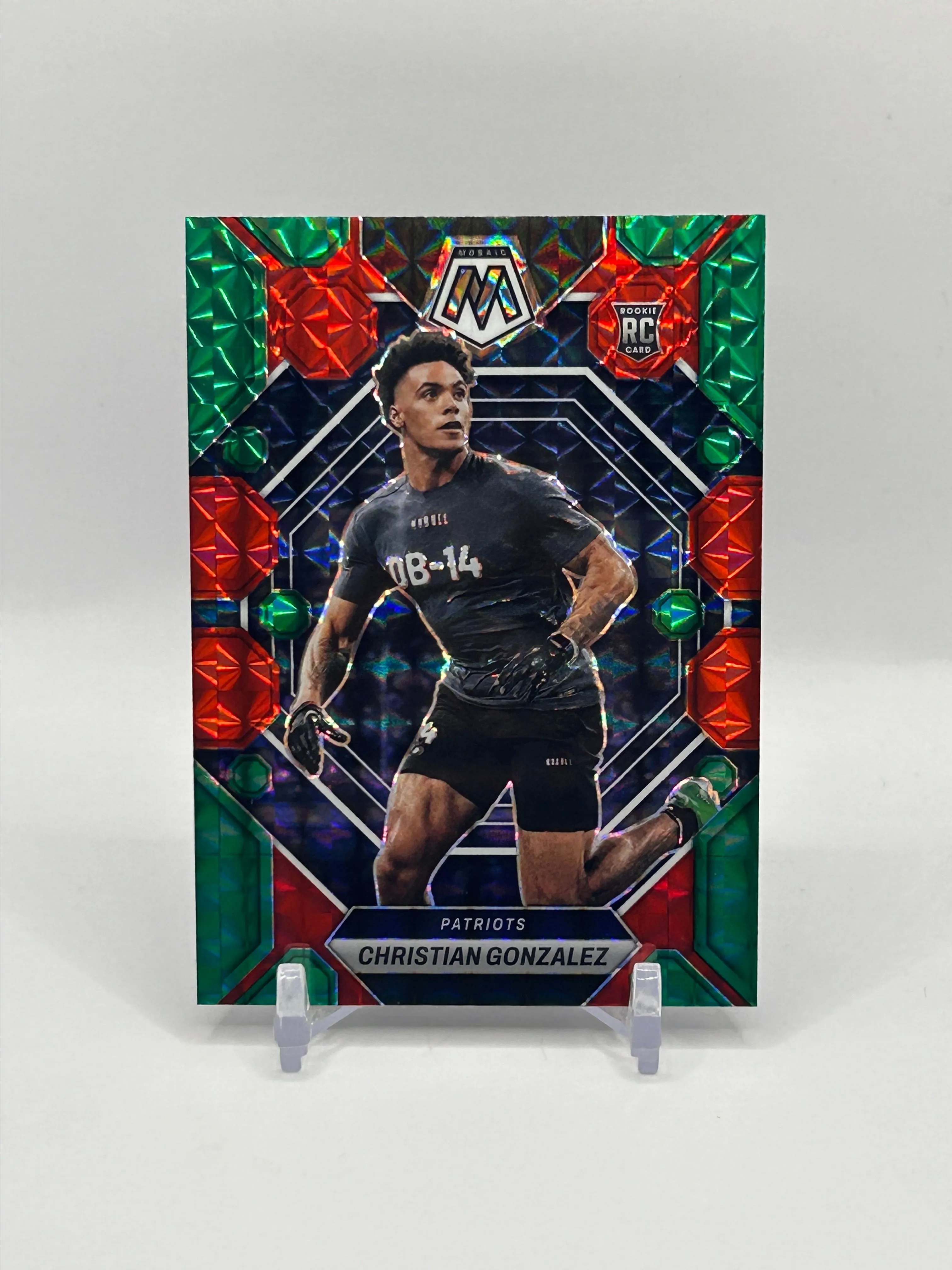Product image for 2023 Mosaic Football • Christian Gonzalez Choice Red & Green Rookie