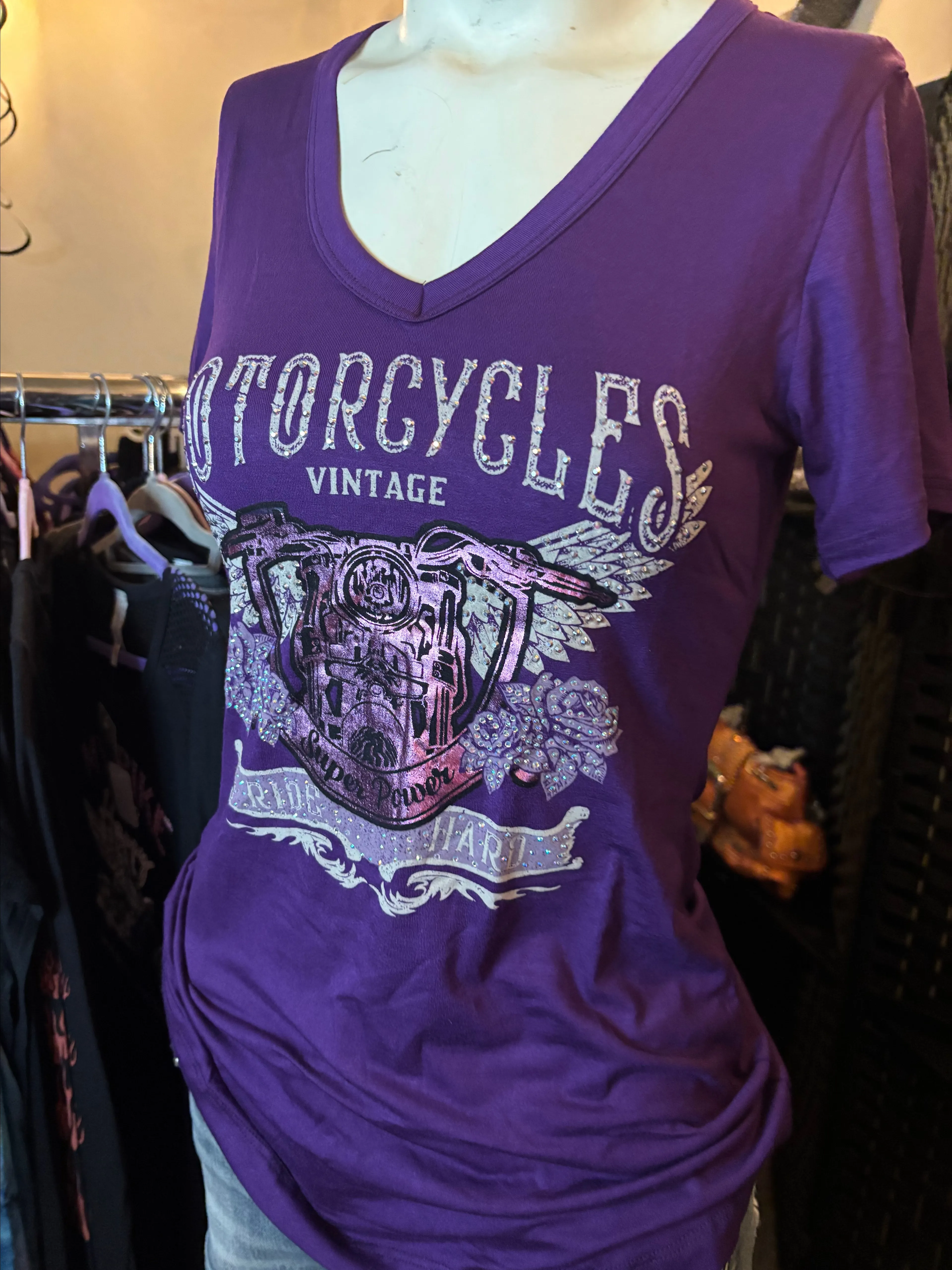 Product image for Liberty Wear Flying Colors Slashed Back Foil Biker Tee