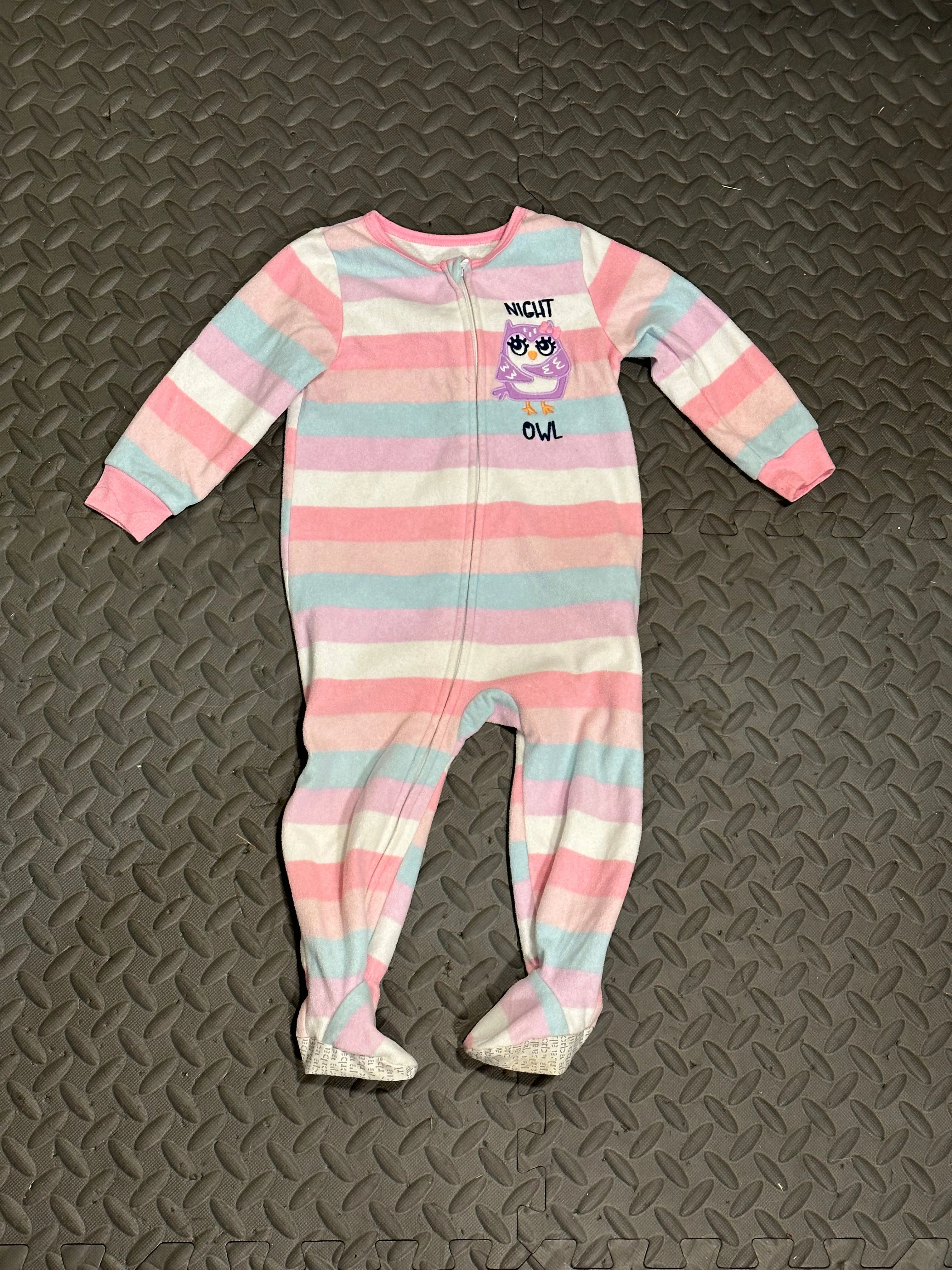 Product image for 18 Months Pink Striped Fleece Night Owl Sleeper