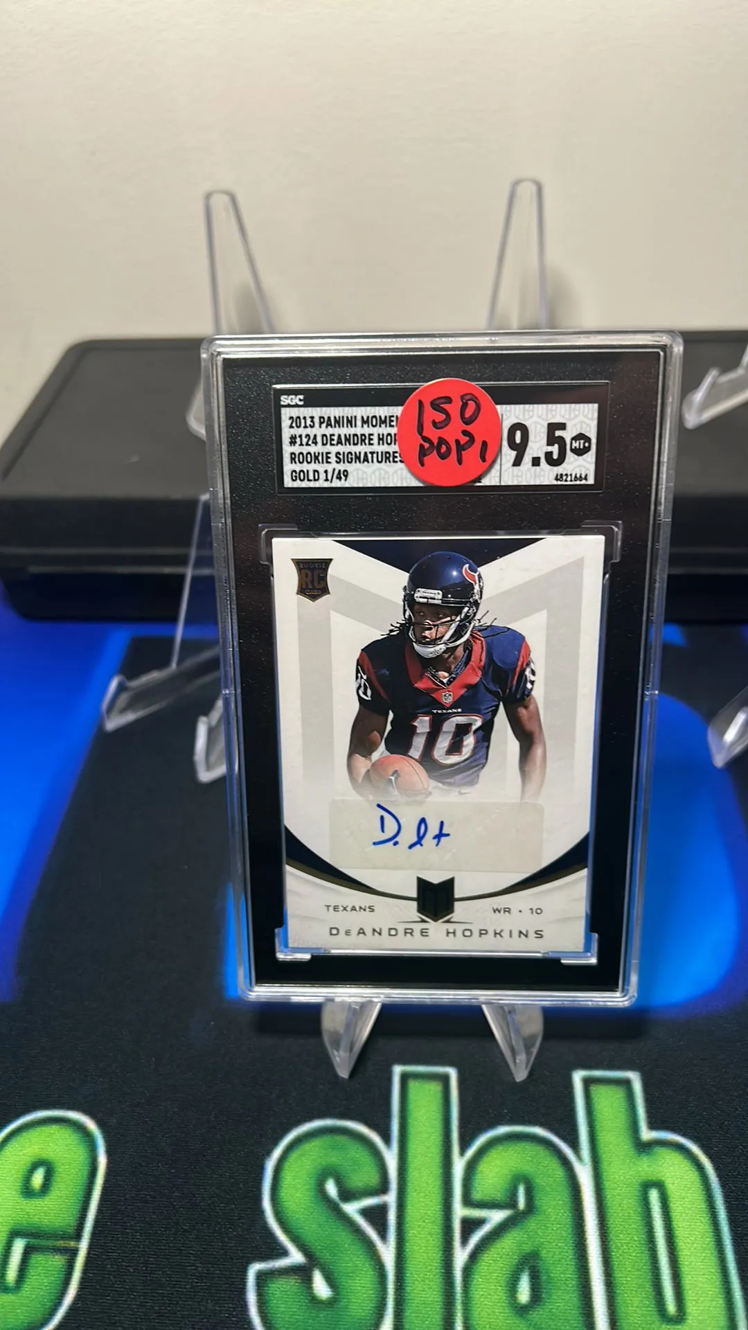 Product image for 2013 Panini Momentum Deandre Hopkins Rookie Sigs. Gold 1/49 SGC 9.5