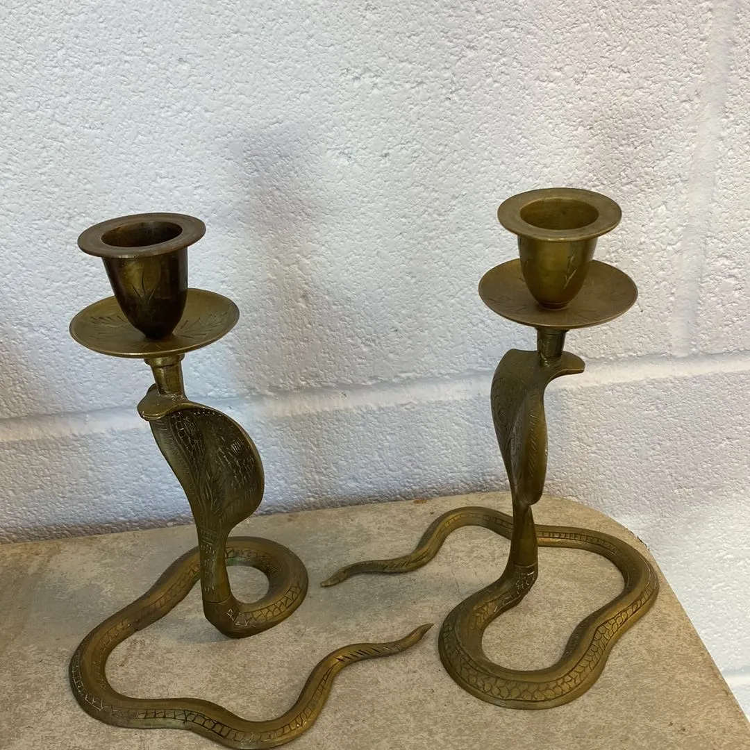 Product image for Brass cobra snake candlesticks