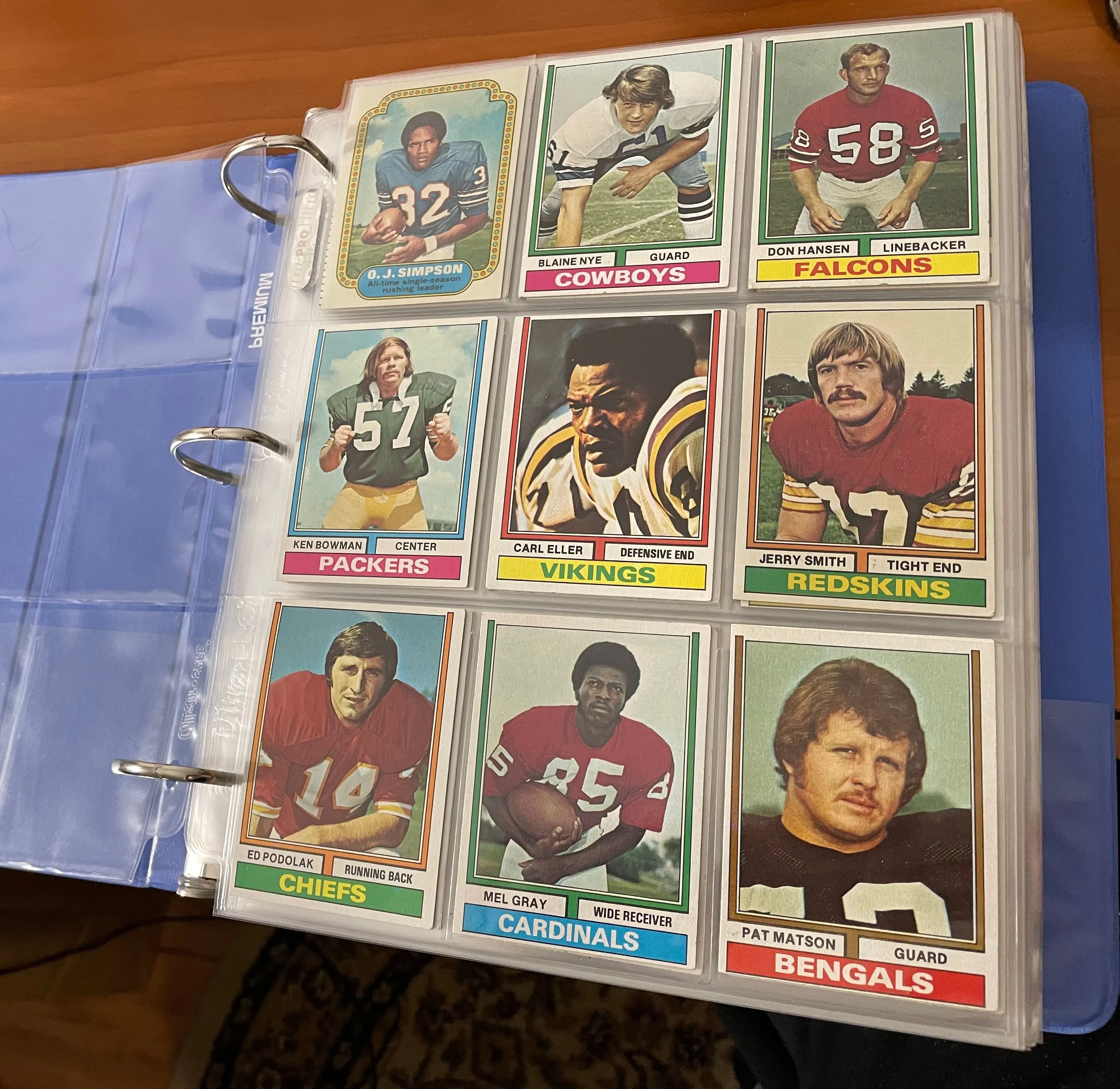 Product image for 1974 TOPPS FOOTBALL COMPLETE SET 528 CARDS In Binder Exmt+-Nrmt High Grade HOF’s