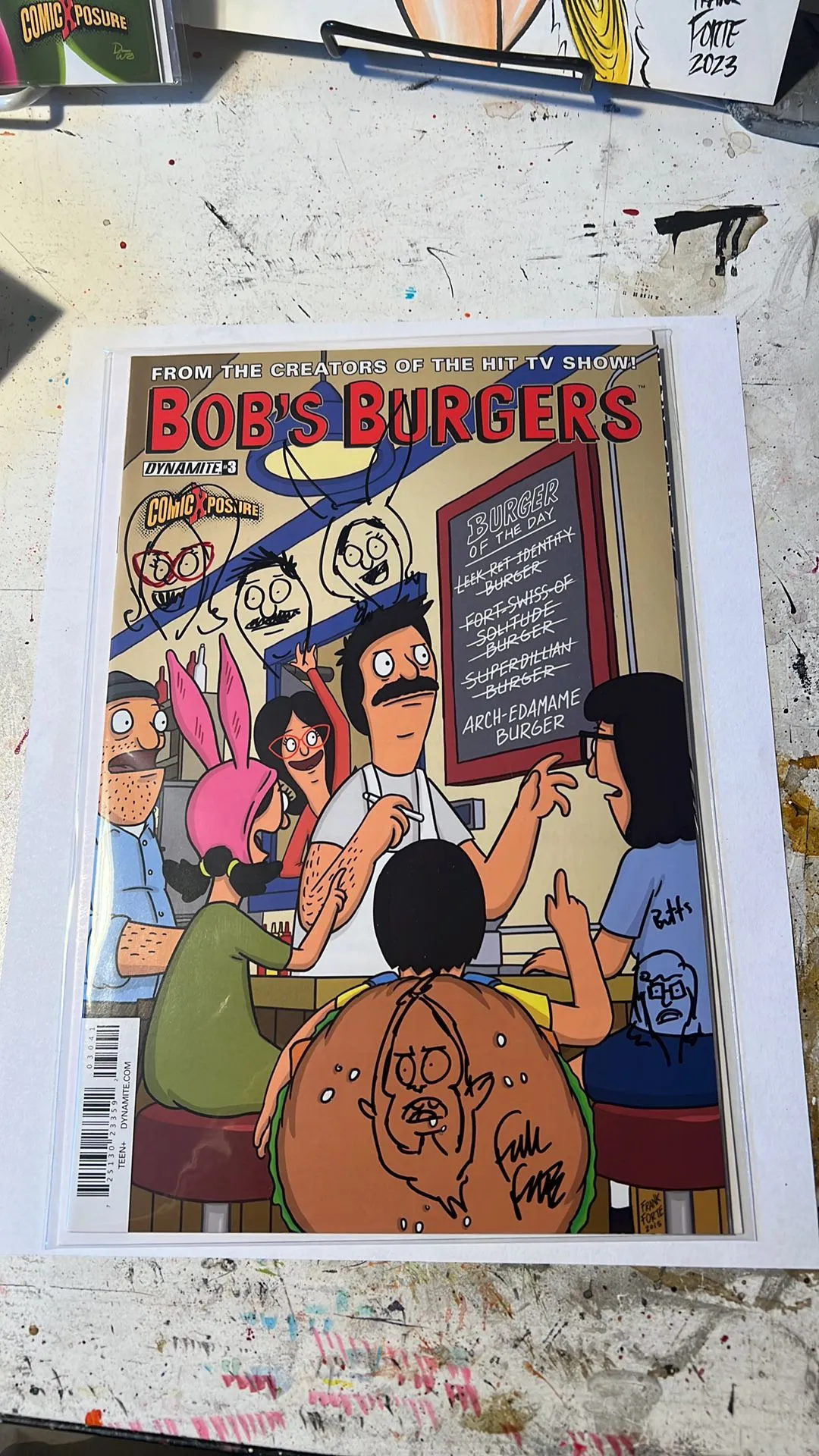 Product image for Bobs Burgers #3 ComicXposure Variant signed and remarked by Frank Forte