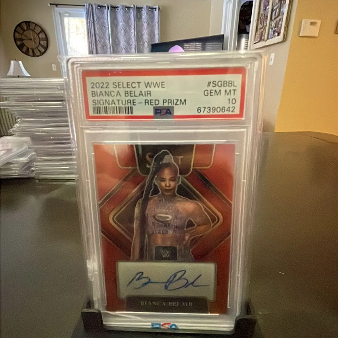 Product image for 2022 Panini Select Wwe Signatures Bianca Belair Signature-Red Prizm PSA GEM MT 10