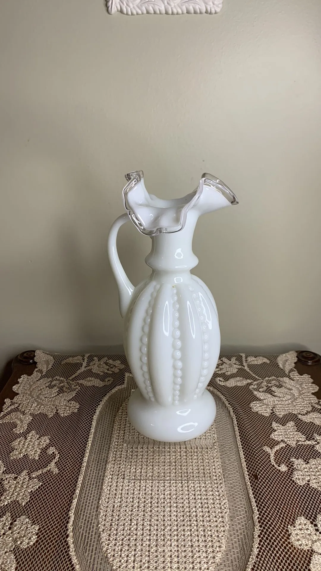 Product image for Milk Glass Vintage Pitcher GLOWS LOWER PRICE
