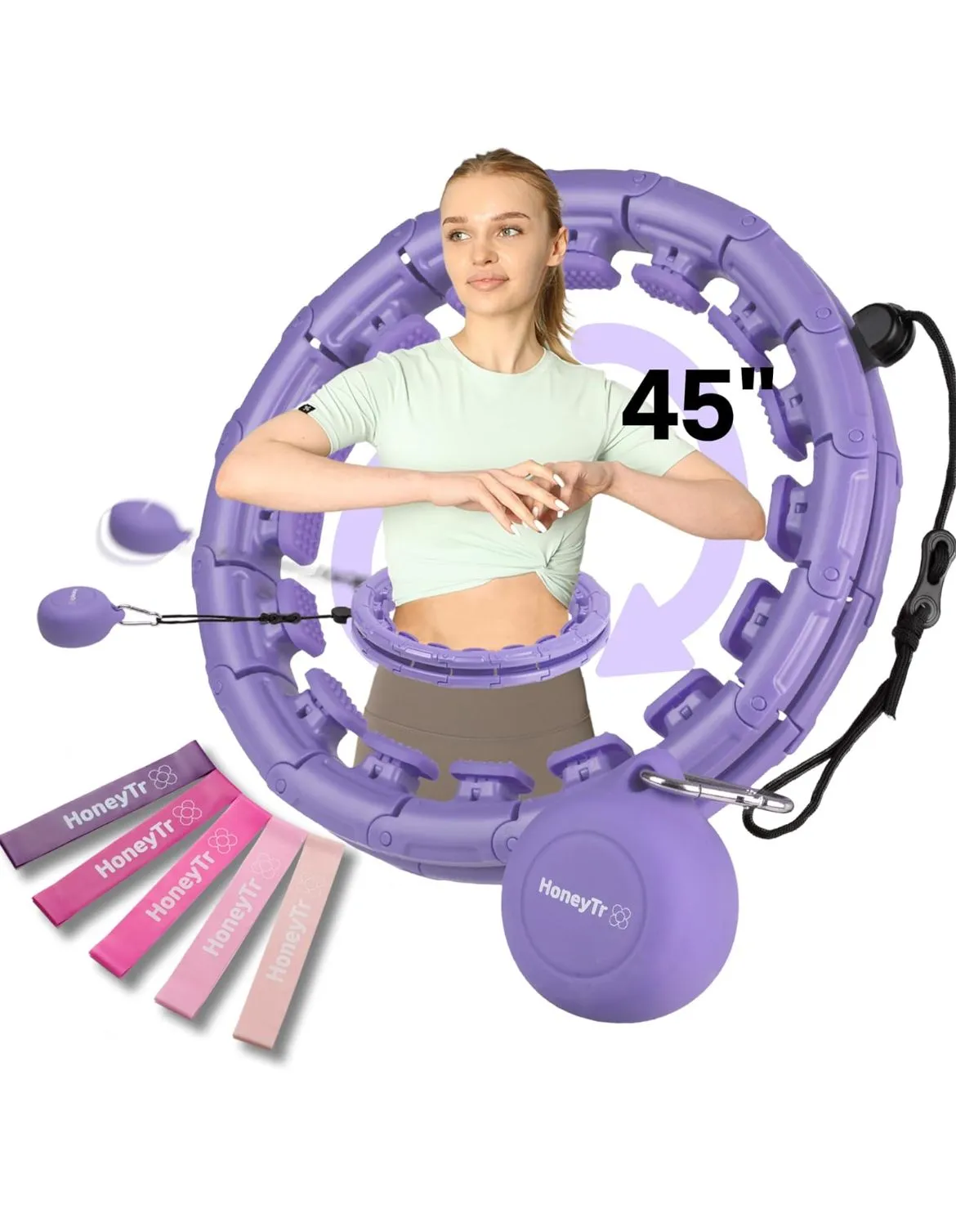 Product image for Weighted Infinity Hoop for Abs & HIPS - Smart Weighted Hula Hoop for Exercise – Adjustable Smart Hul