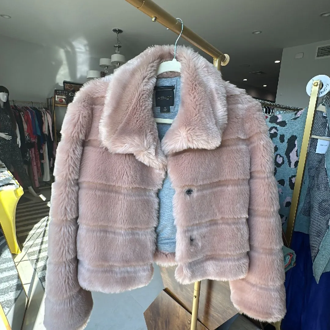 Product image for Faux fur pink crop jacket - AS by DF