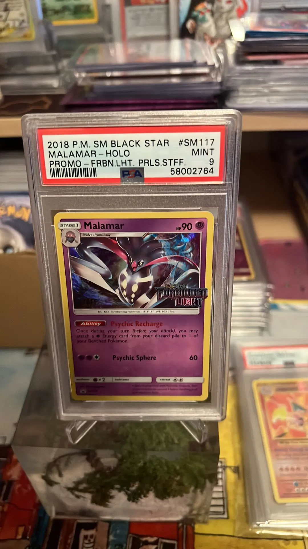 Product image for 2018 Pokemon Sm Black Star Promo Malamar-Holo Promo-Frbn.Lht. Prls.Stff. PSA MINT 9