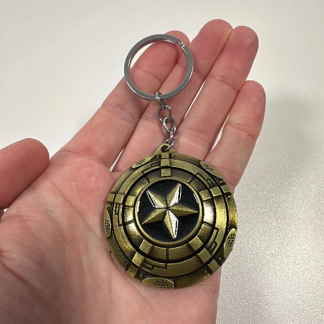 Product image for Captain America Shield Gold Metal Keyring Keychain NEW