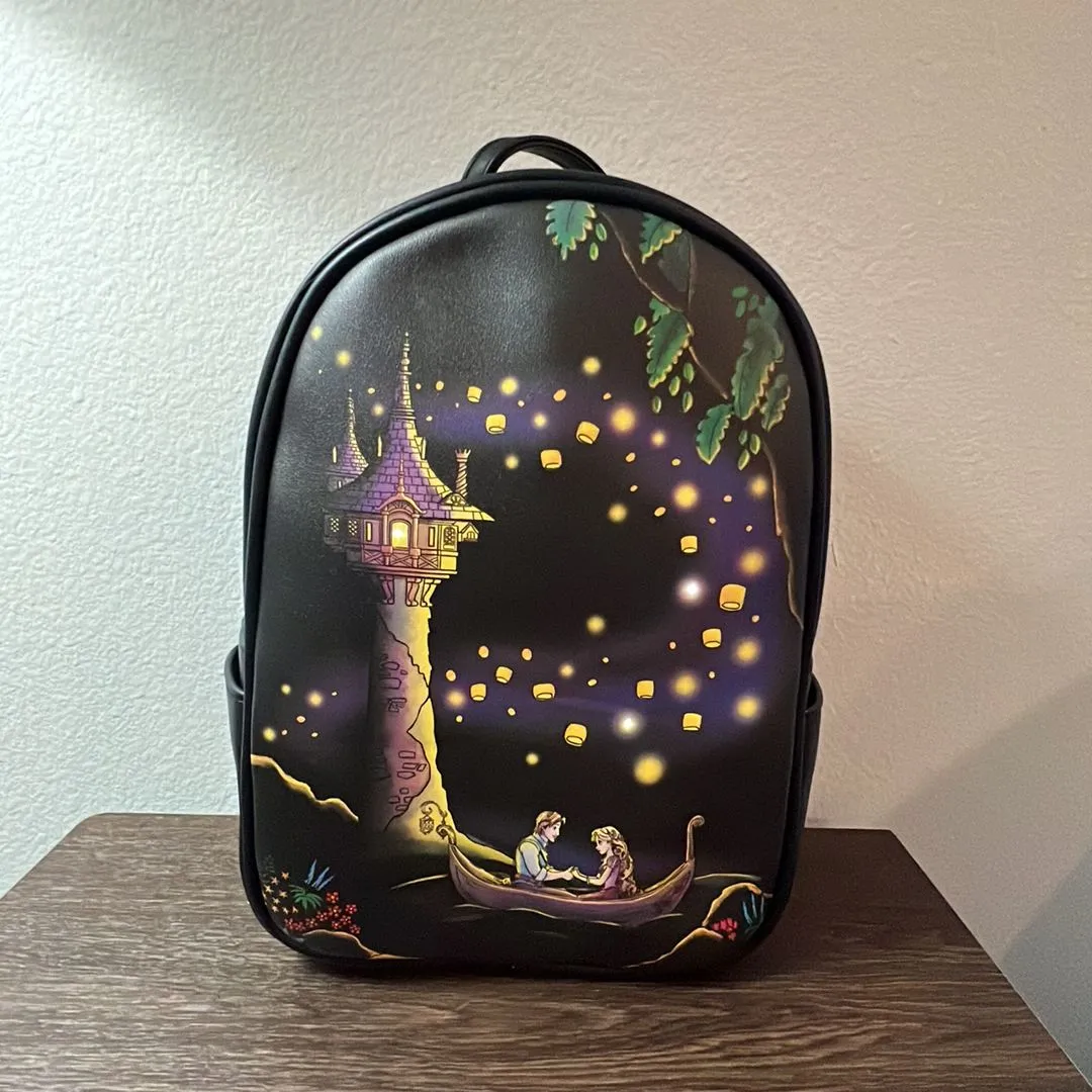 Product image for Disney Loungefly Rapunzel Tangled Light Up Floating Lanterns Mini Backpack