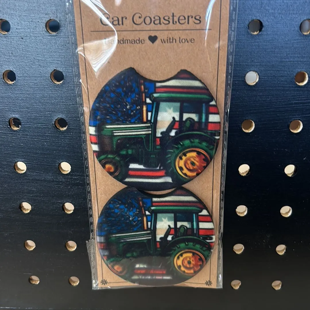 Product image for Green tractor car coasters