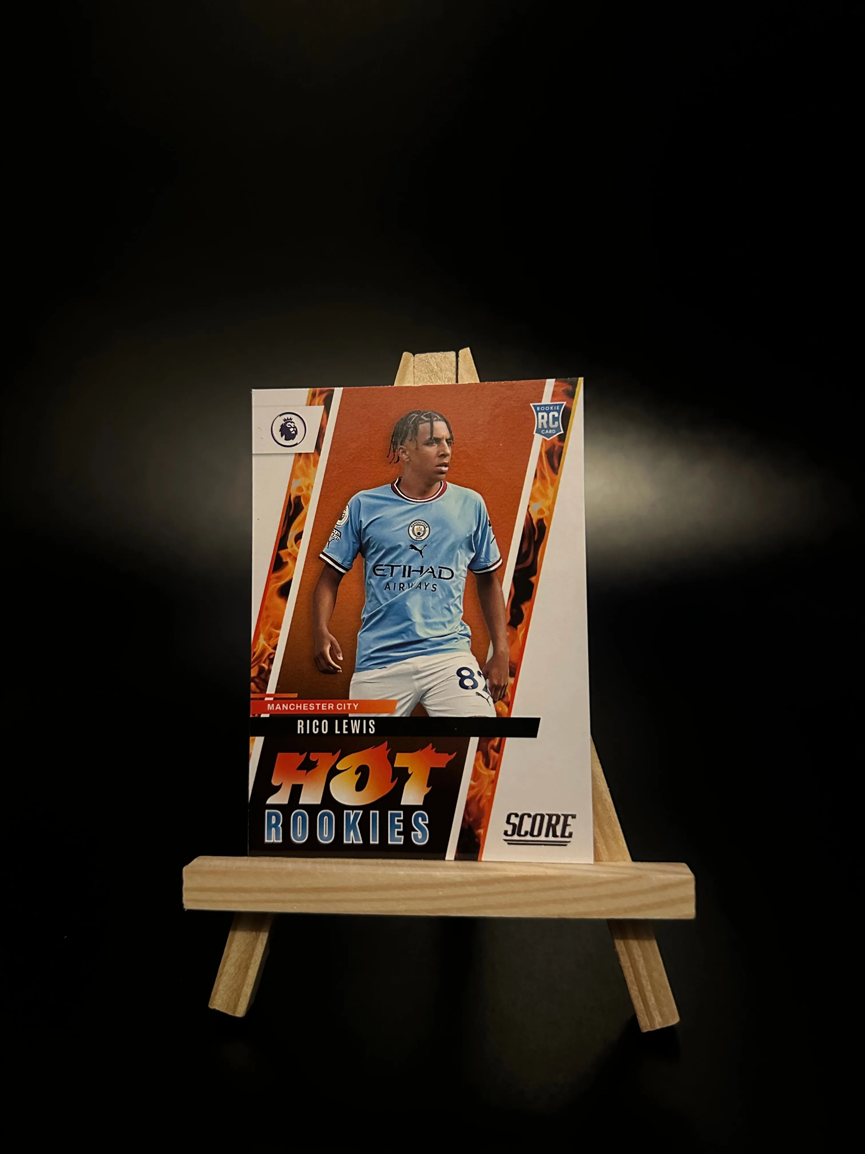 Product image for Panini Score Premier League 2022-23 Rico Lewis Hot Rookies Insert Trading Card