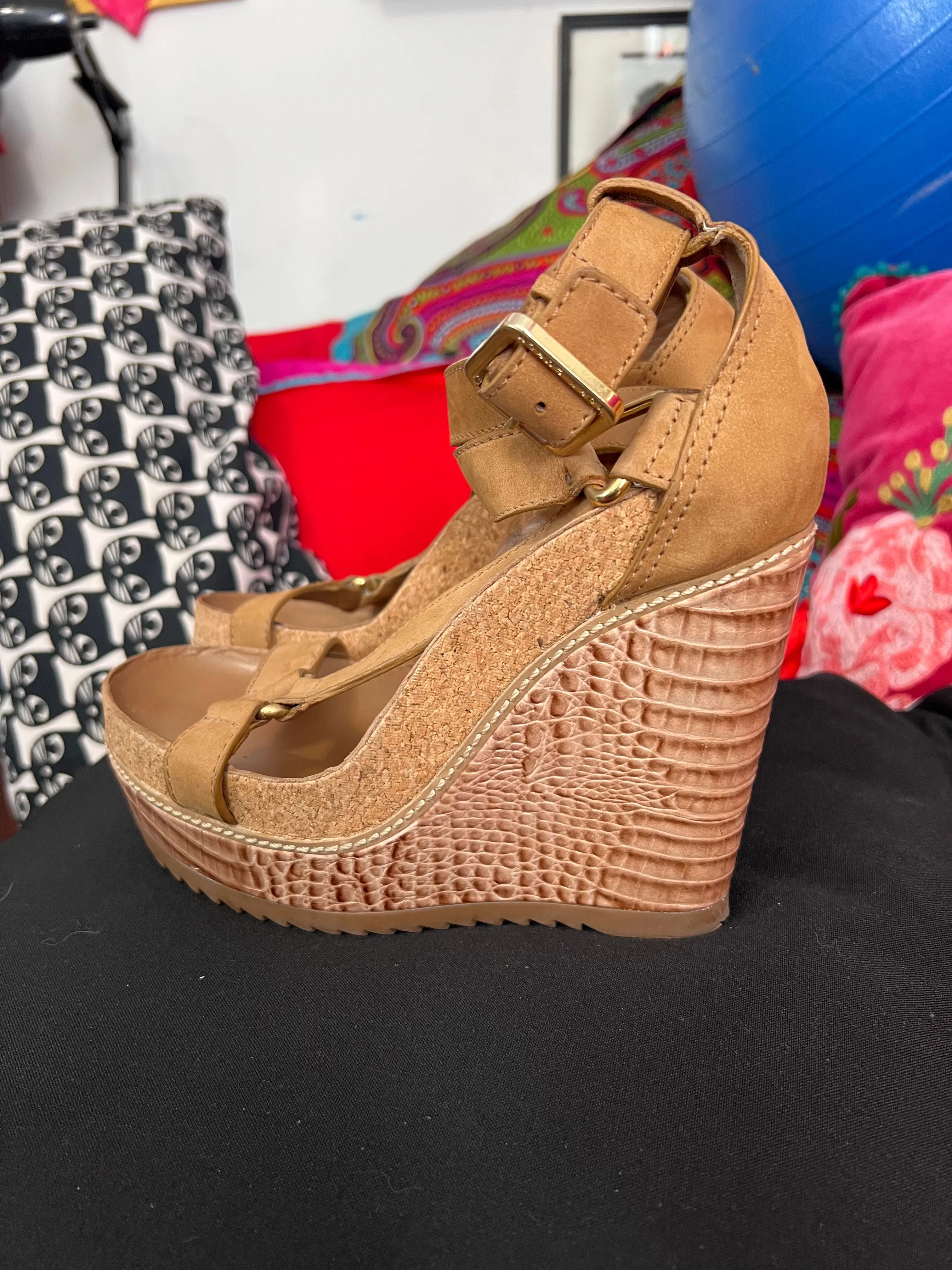 Product image for Tory Burch Brenden alligator wedge sandals