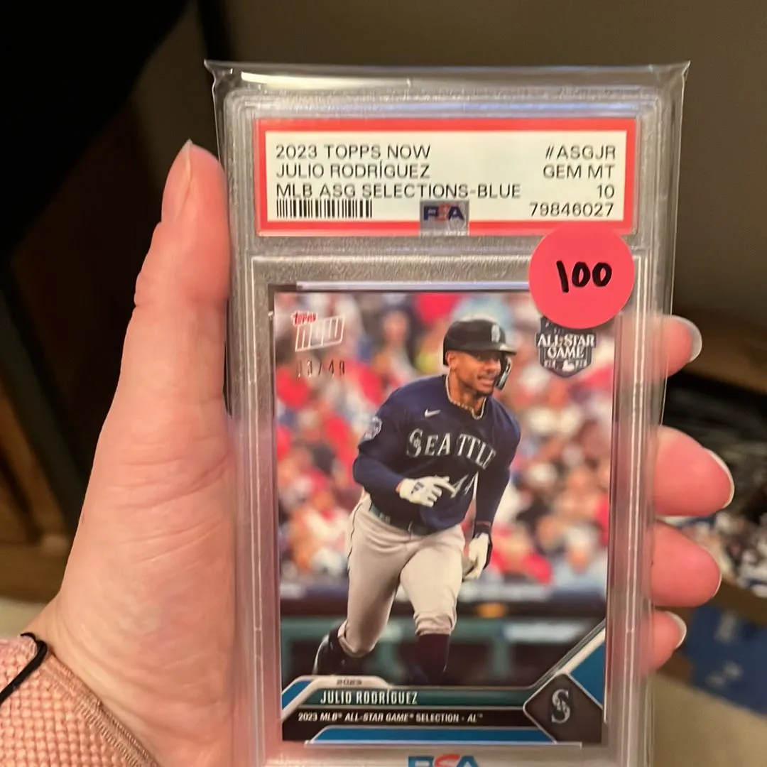 Product image for 2023 Topps Now Mlb All-Star Game Selections Julio Rodriguez ASGJR Mlb Asg Selections-Blue PSA GEM MT