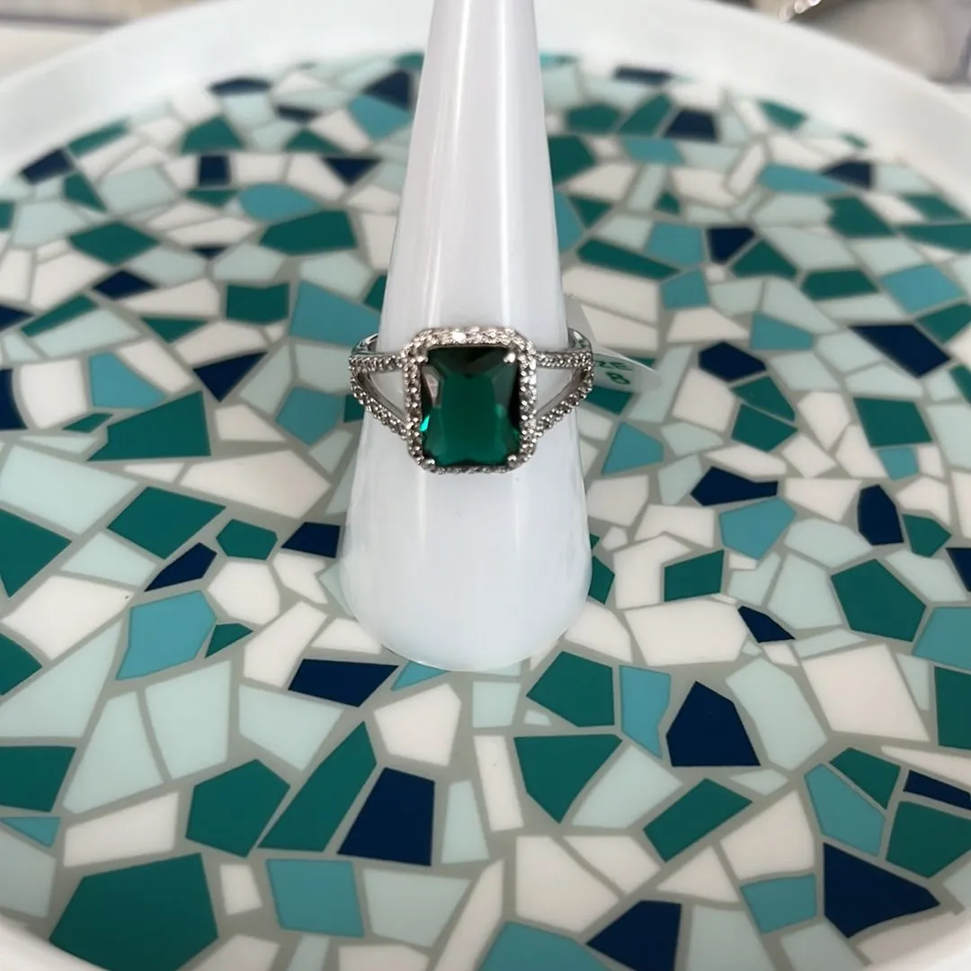 Product image for Rhodium Emerald Ring