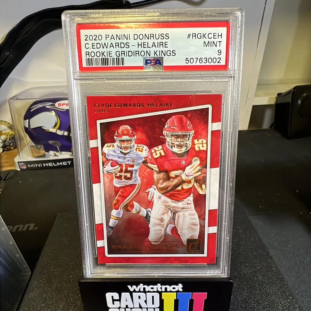 Product image for 2020 Panini Donruss Gridiron Kings C.Edwards-Helaire RGKCEH Rookie Gridiron Kings PSA MINT 9