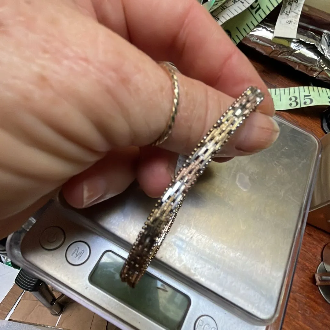 Product image for Sterling Silver Tricolor Gold Plate Bracelet 12gm