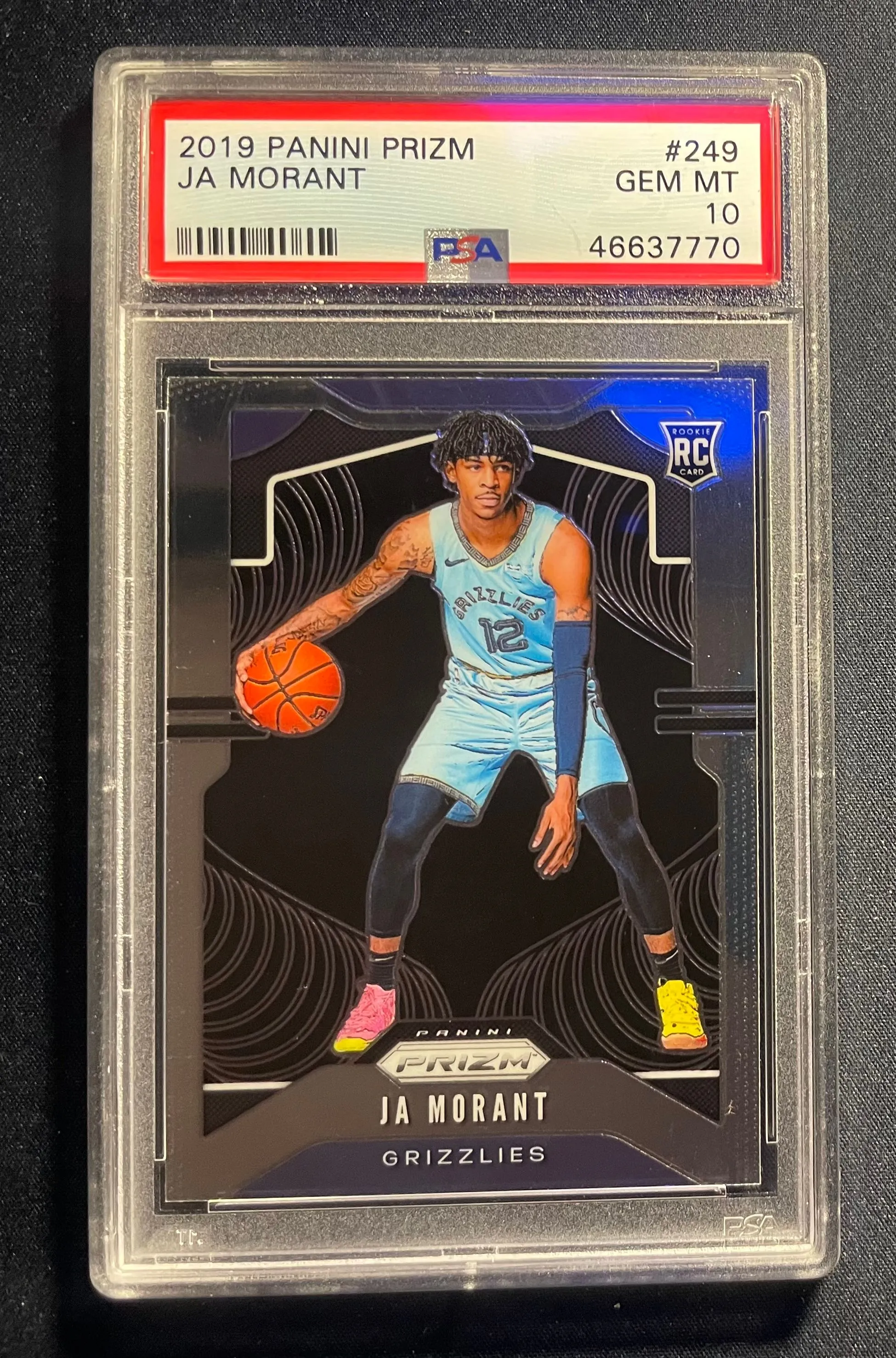 Product image for 2019-20 Prizm Ja Morant Rookie Card RC #249 PSA 10 GEM MINT Grizzlies