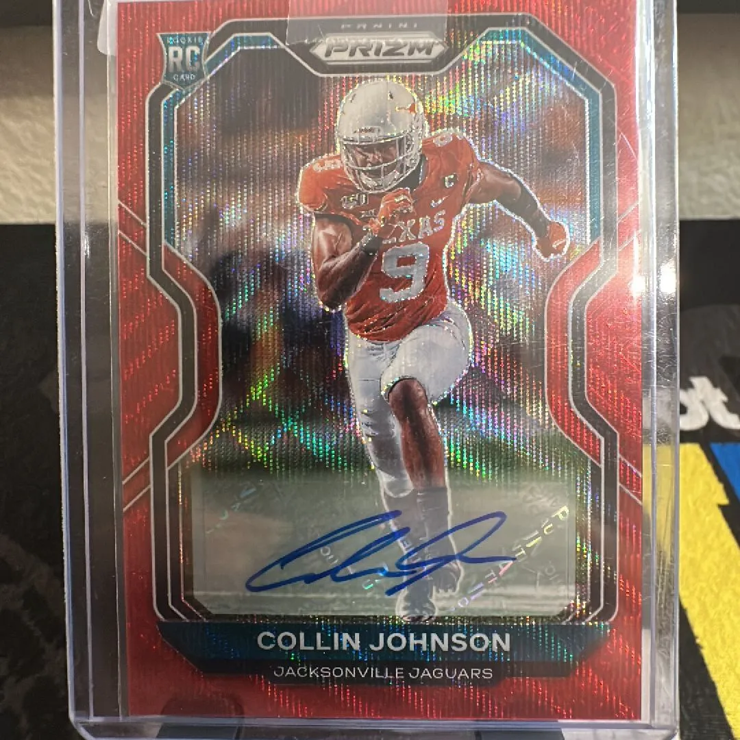 Product image for 2020 Prizm Collin Johnson Red Prizm Rookie Auto RC 68/149 Jaguars Longhorns