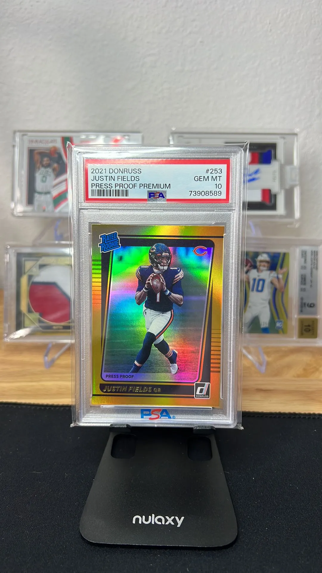 Product image for 2021 Panini Donruss Justin Fields 253 Press Proof Premium PSA GEM MT 10