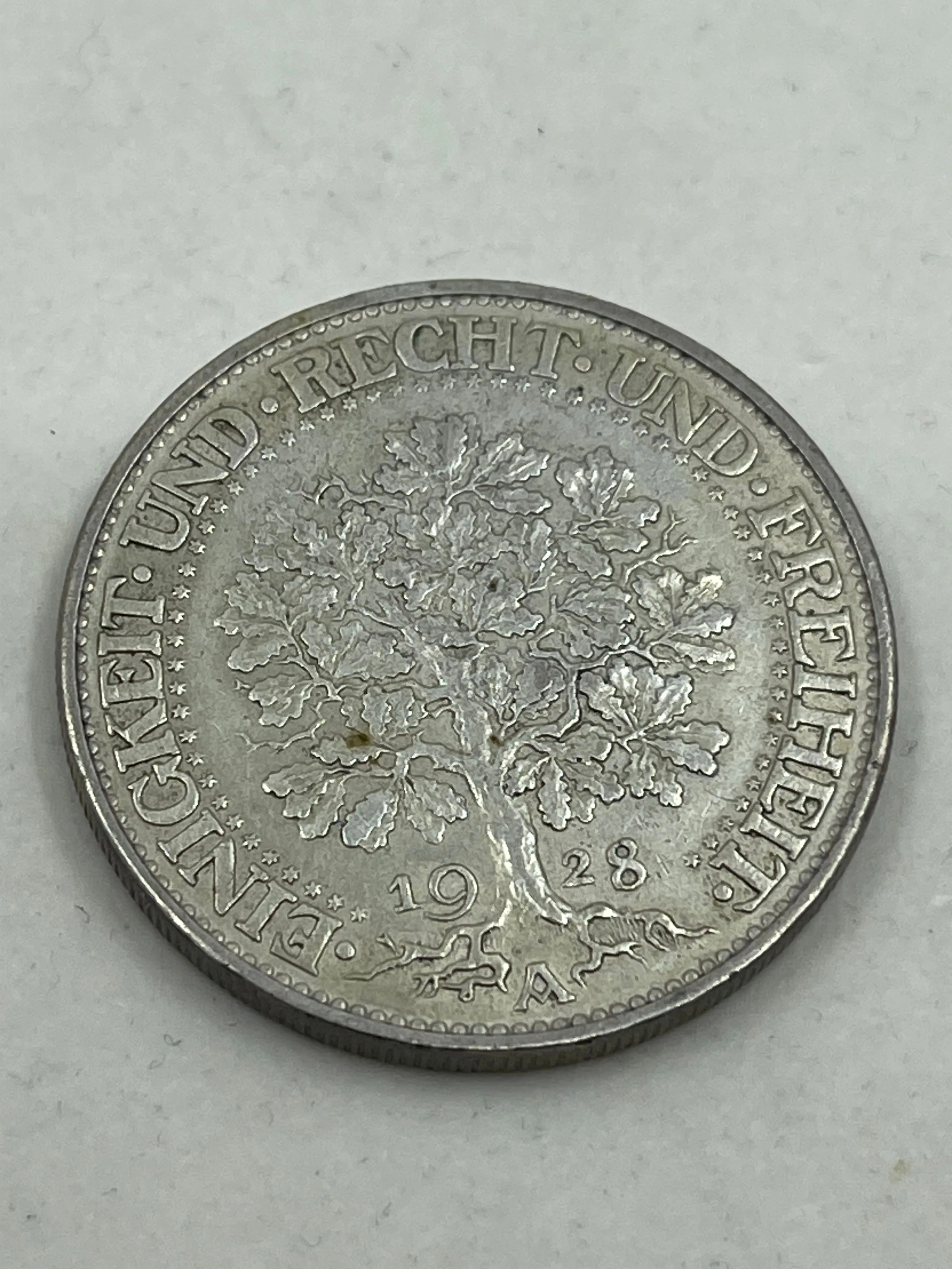 Product image for 1928 A Germany  5 Marks  Silver Oak Tree