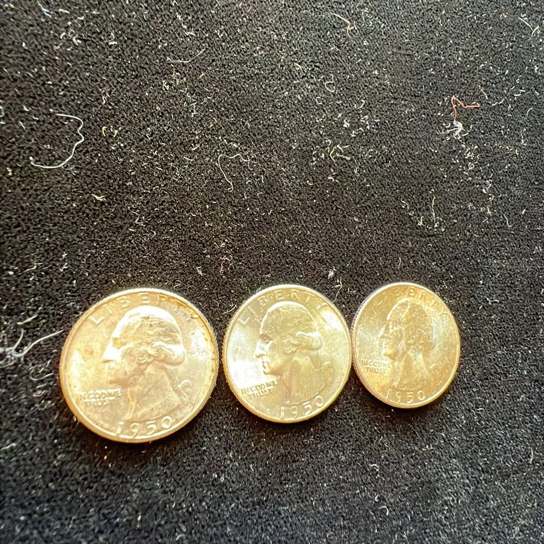 Product image for 1950 PDS Washington Quarter Lot of 3 90% Silver Coins