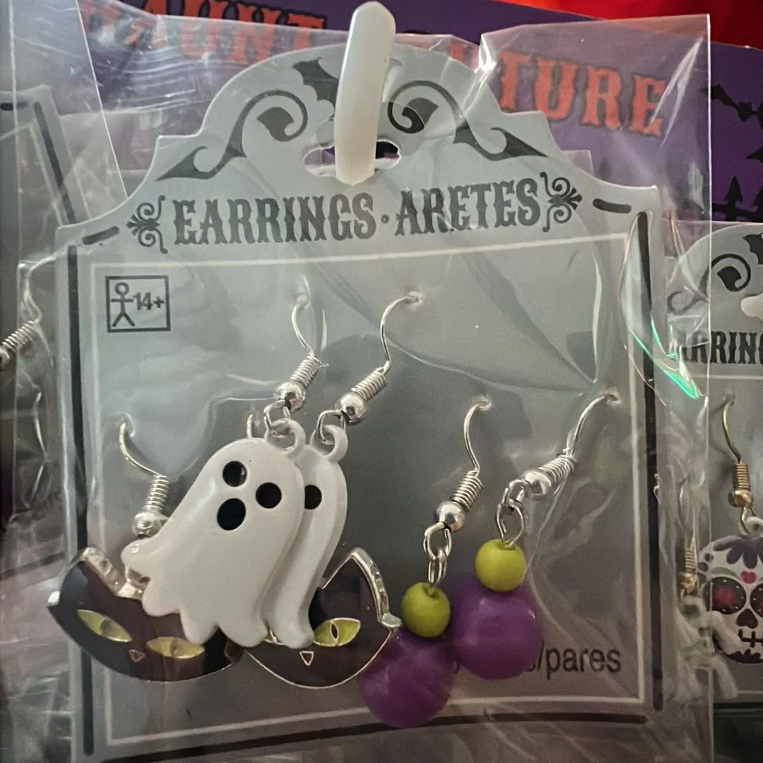 Product image for Halloween earrings cat and ghost